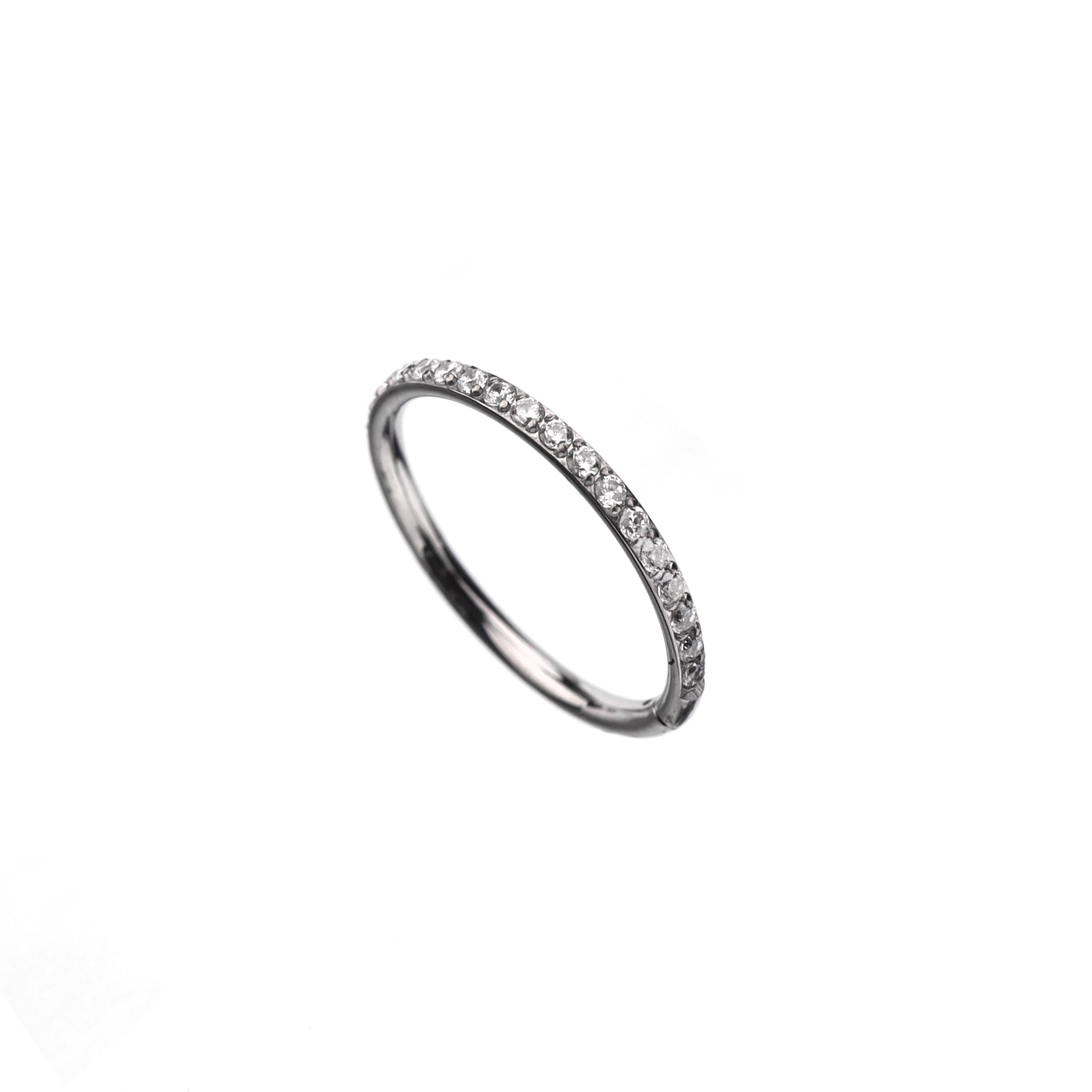 16G CZ Titanium Clicker Nose Ring - 16G CZ Titanium Clicker Nose Ring - Sliver / 8mm by CRUXJEWELRY