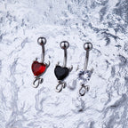 Devil Heart CZ stainless steel Belly Ring - Devil Heart CZ stainless steel Belly Ring - Red by CRUXJEWELRY