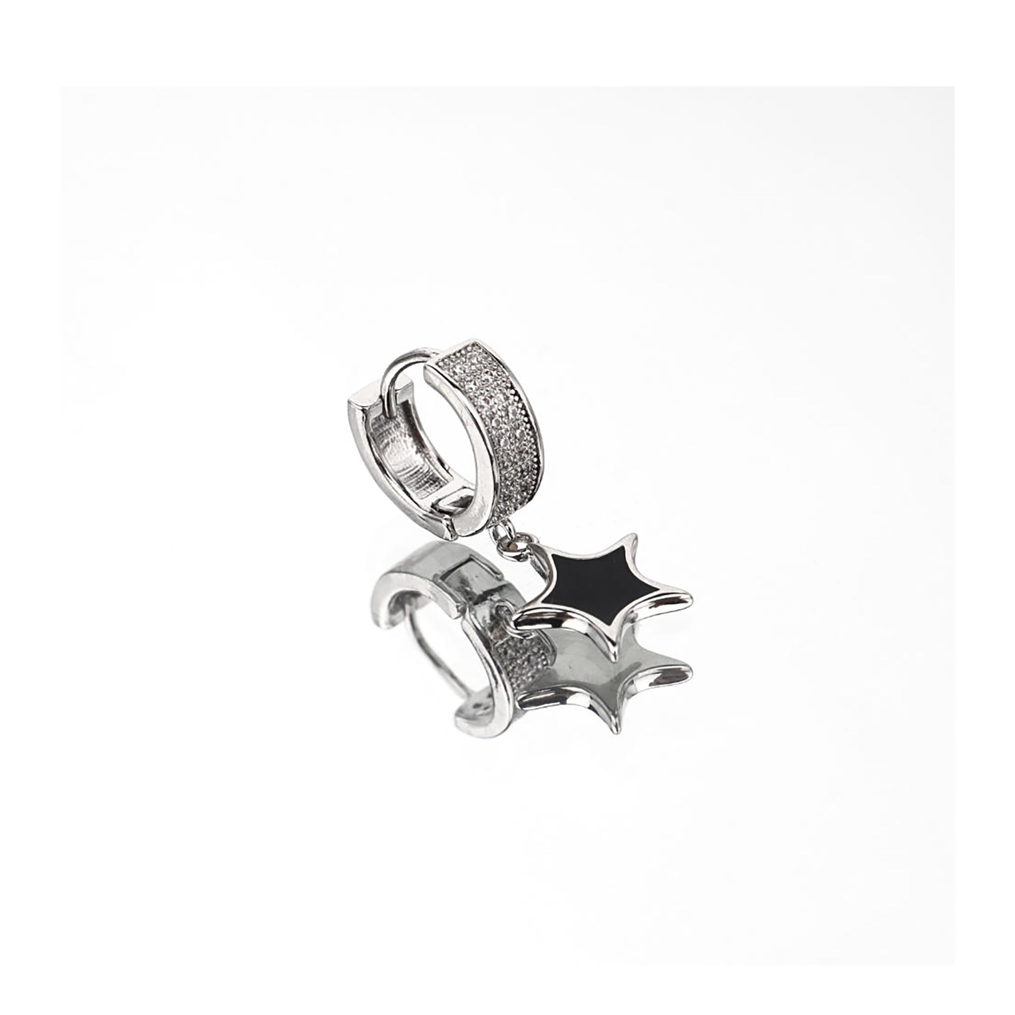 Pendant Pentagram CZ Stainless Steel Earrings - Pendant Pentagram CZ Stainless Steel Earrings - Single by CRUXJEWELRY