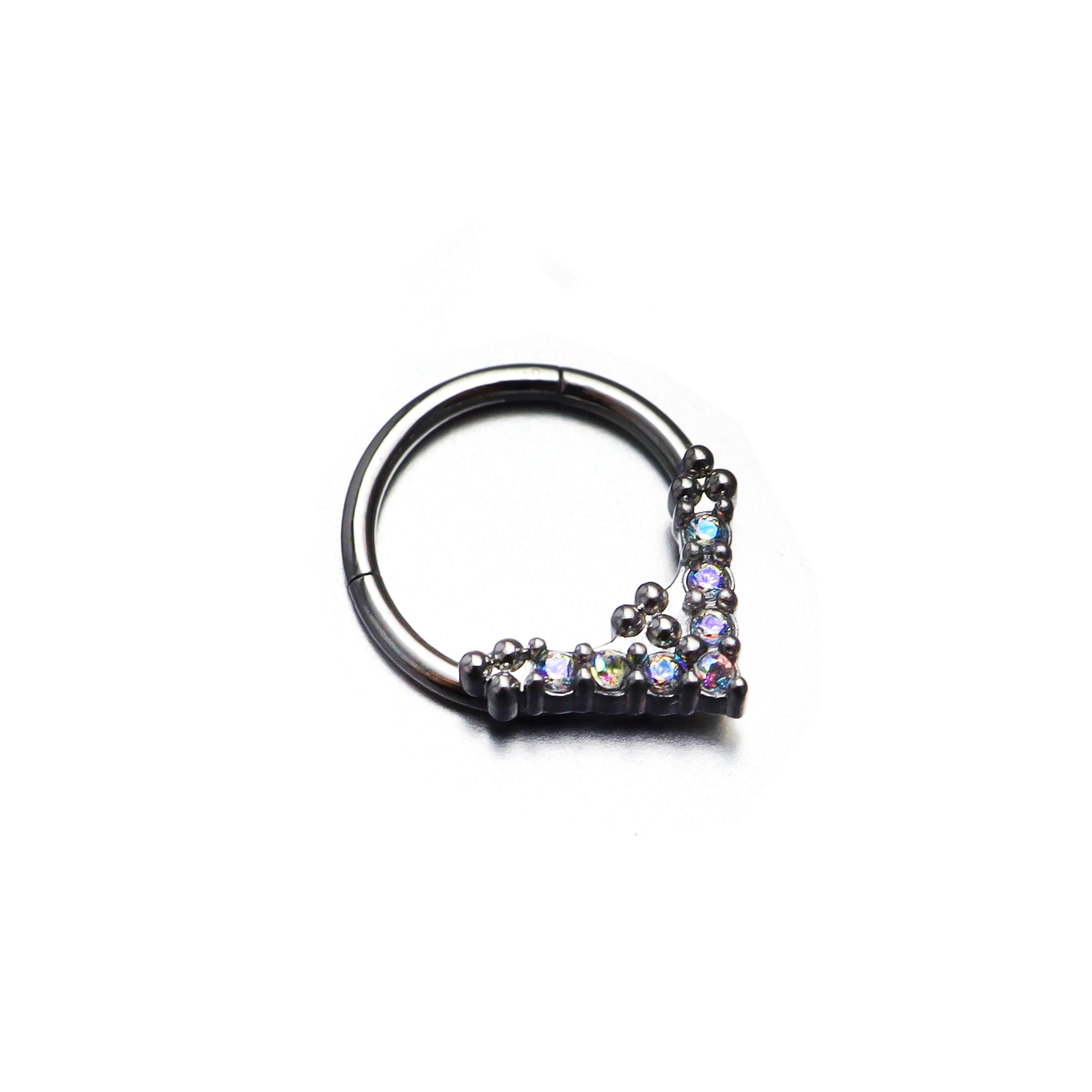Triangular CZ stainless steel Clicker - Triangular CZ stainless steel Clicker - AB Coating by CRUXJEWELRY