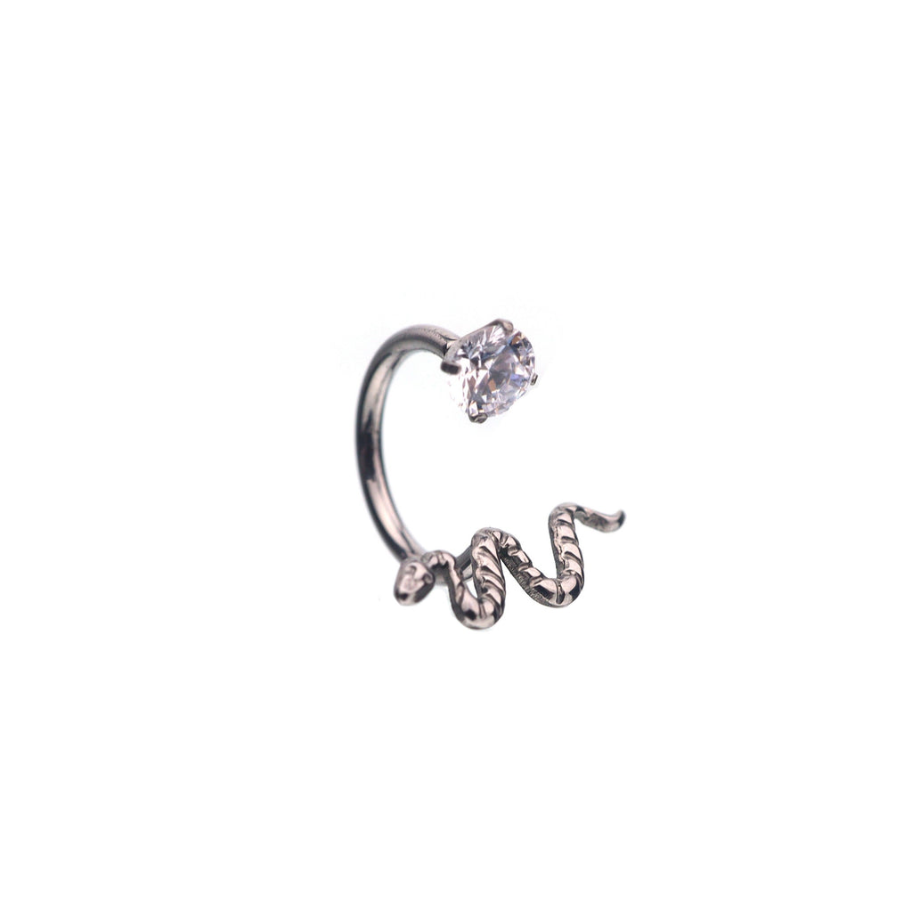 Colorful Serpent CZ Titanium Horseshoe Ring - Colorful Serpent CZ Titanium Horseshoe Ring - White / 8mm by CRUXJEWELRY