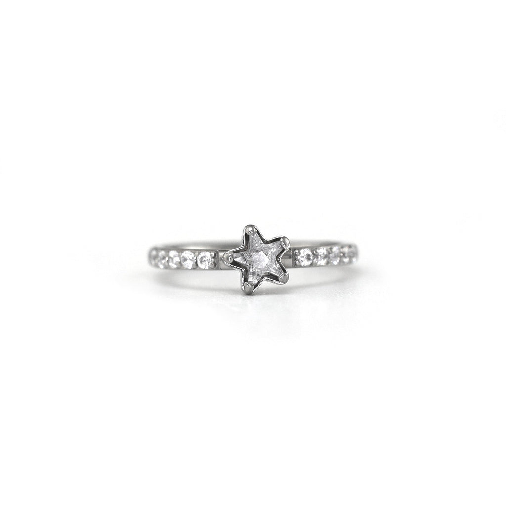 pentacle & Circle CZ stainless steel Clicker Ring - pentacle & Circle CZ stainless steel Clicker Ring - Pentacle by CRUXJEWELRY