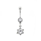 Snowflake CZ Dangle stainless steel Belly Ring - Snowflake CZ Dangle stainless steel Belly Ring - Default Title by CRUXJEWELRY