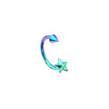 3D Star Spike Titanium Horseshoe ring - 3D Star Spike Titanium Horseshoe ring - Blue-Green Gradient / 6mm by CRUXJEWELRY