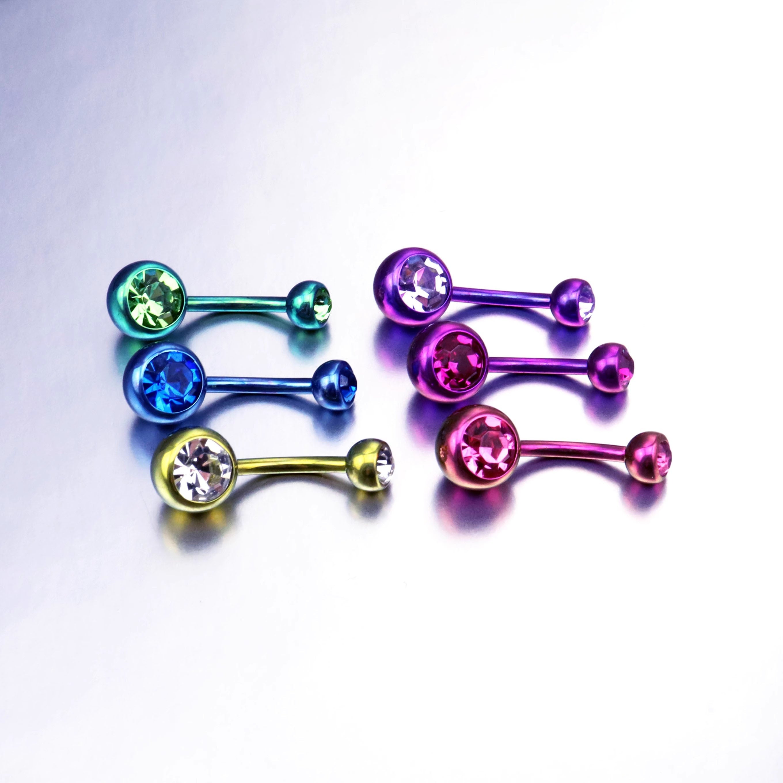 CZ Crystal Titanium Belly Ring - CZ Crystal Titanium Belly Ring - Light Green / 6 mm by CRUXJEWELRY
