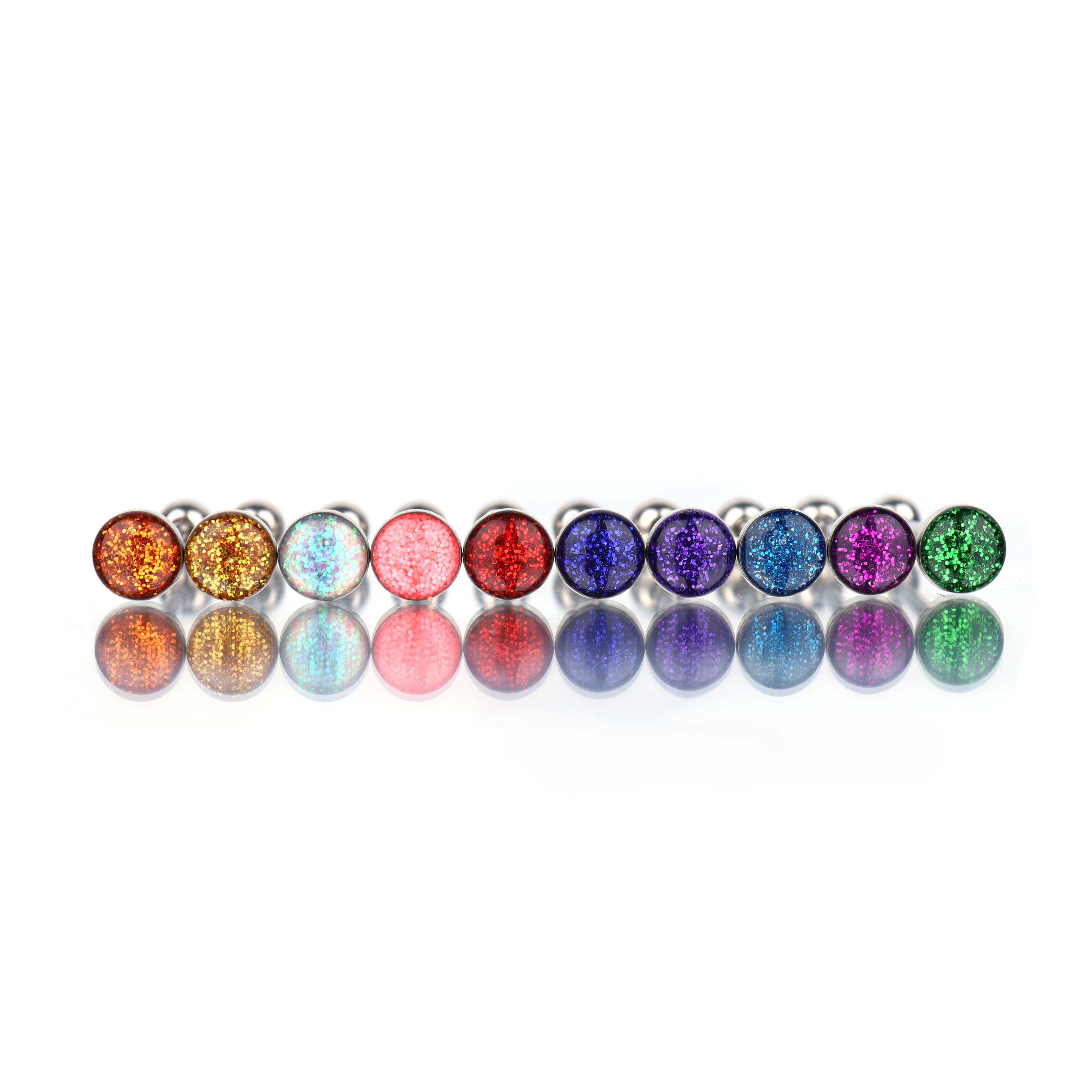 Slick glitter Resin Oil Tongue/Lip Stud - Slick glitter Resin Oil Tongue/Lip Stud - White by CRUXJEWELRY