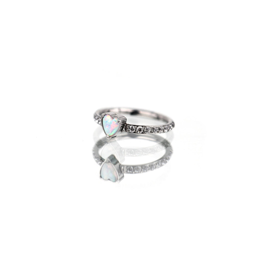 Heart Opal Titanium Clicker Hoop - Heart Opal Titanium Clicker Hoop - Default Title by CRUXJEWELRY