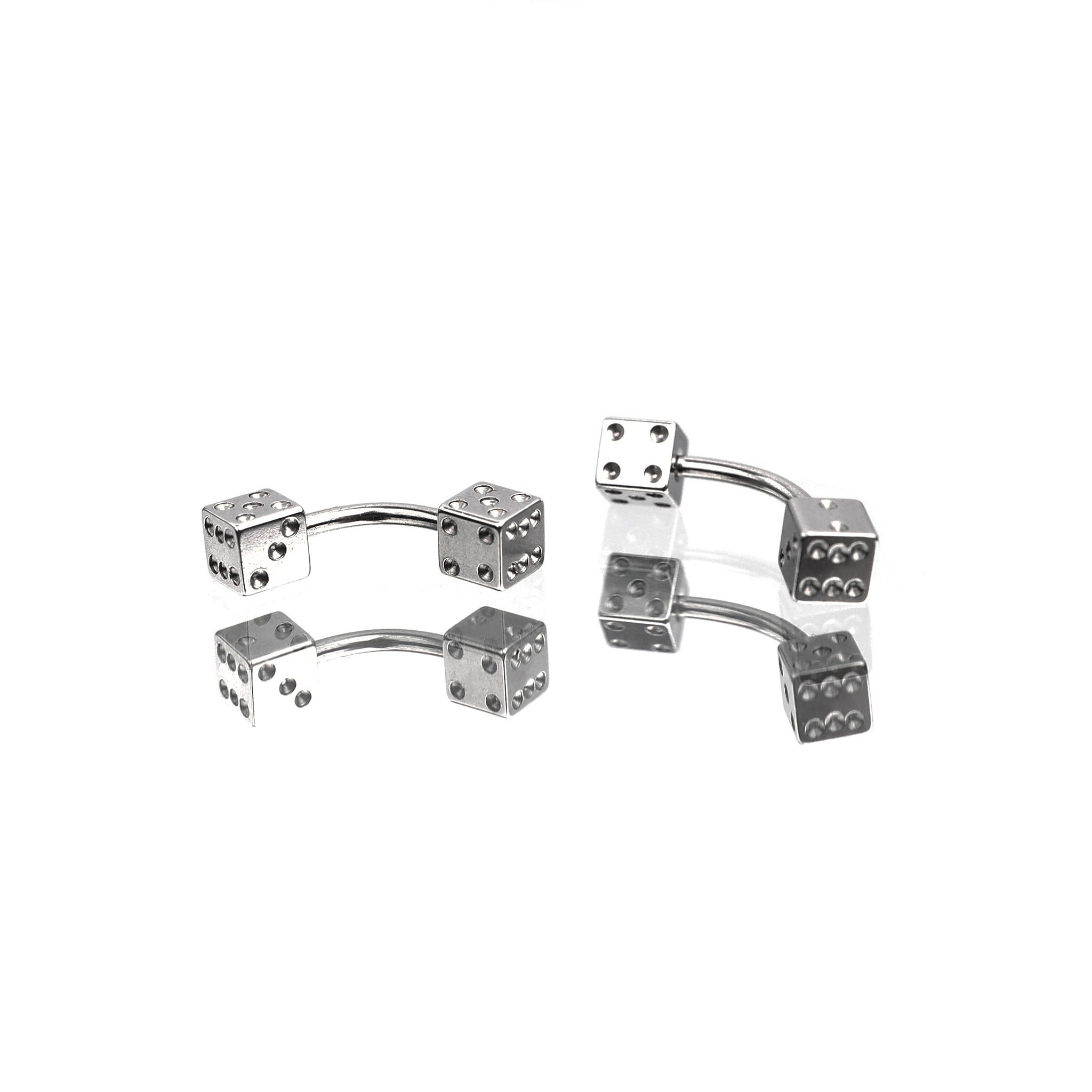 Dice Externally Threaded Stainless Steel EyeBrow Studs - Dice Externally Threaded Stainless Steel EyeBrow Studs - 6mm by CRUXJEWELRY