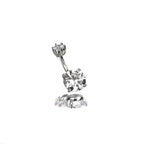 Round CZ S925 Sterling Silver Belly Ring - Round CZ S925 Sterling Silver Belly Ring - 6 mm by CRUXJEWELRY