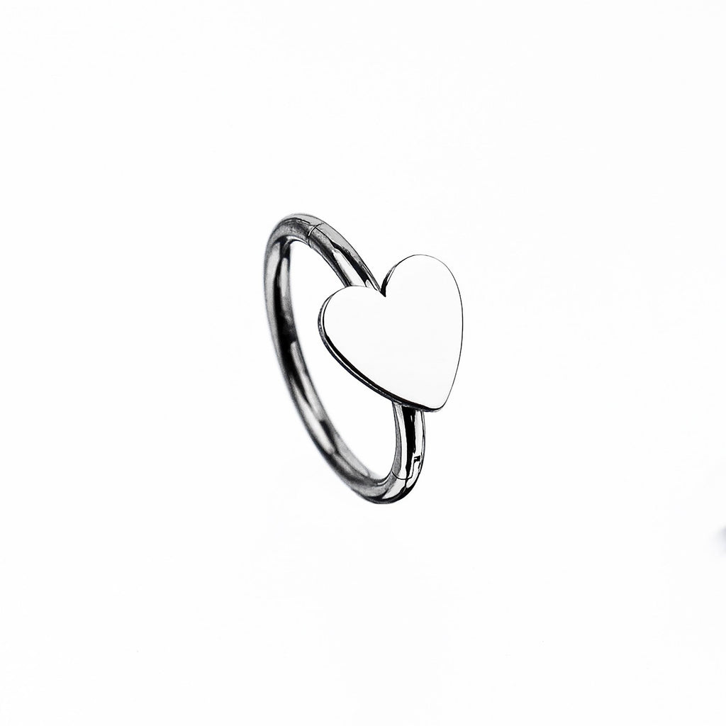16G Titanium Heart Clicker Ring - 16G Titanium Heart Clicker Ring - Sliver / 8mm by CRUXJEWELRY