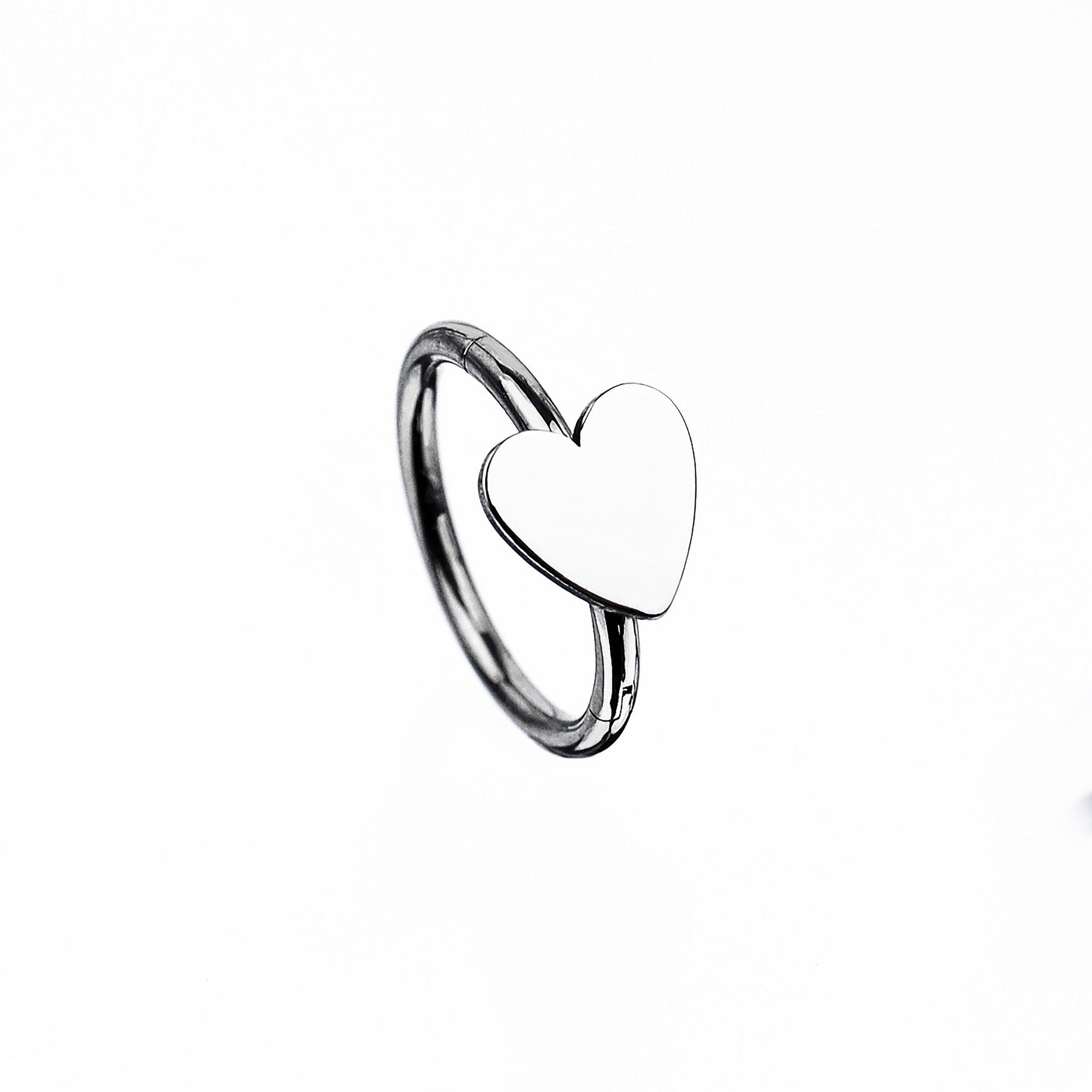 16G Titanium Heart Clicker Ring - 16G Titanium Heart Clicker Ring - Sliver / 8mm by CRUXJEWELRY