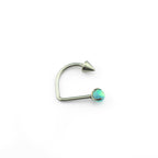 16G Opal Spike Titanium U-Ring - 16G Opal Spike Titanium U-Ring - Forest Green / 8mm by CRUXJEWELRY