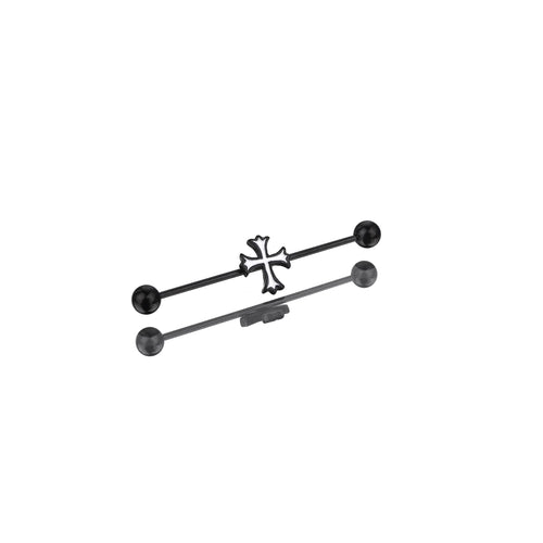 Black & White Cross Stainless Steel Industrial Barbell - product overview