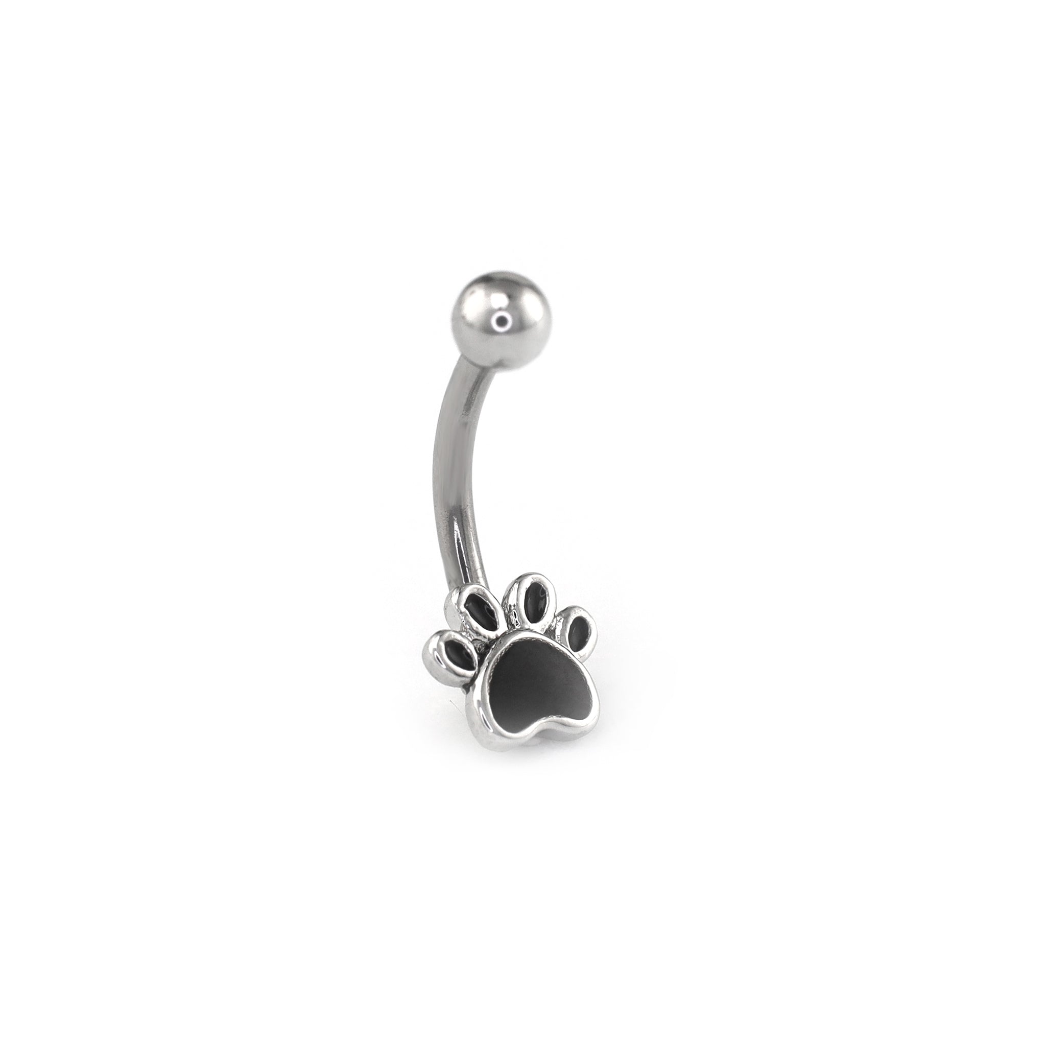 Black Epoxy Cat Paw Stainless Steel Rook Stud - Black Epoxy Cat Paw Stainless Steel Rook Stud - Paw by CRUXJEWELRY