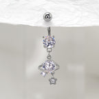 Saturn CZ Pendant Belly Ring - Saturn CZ Pendant Belly Ring - Default Title by CRUXJEWELRY