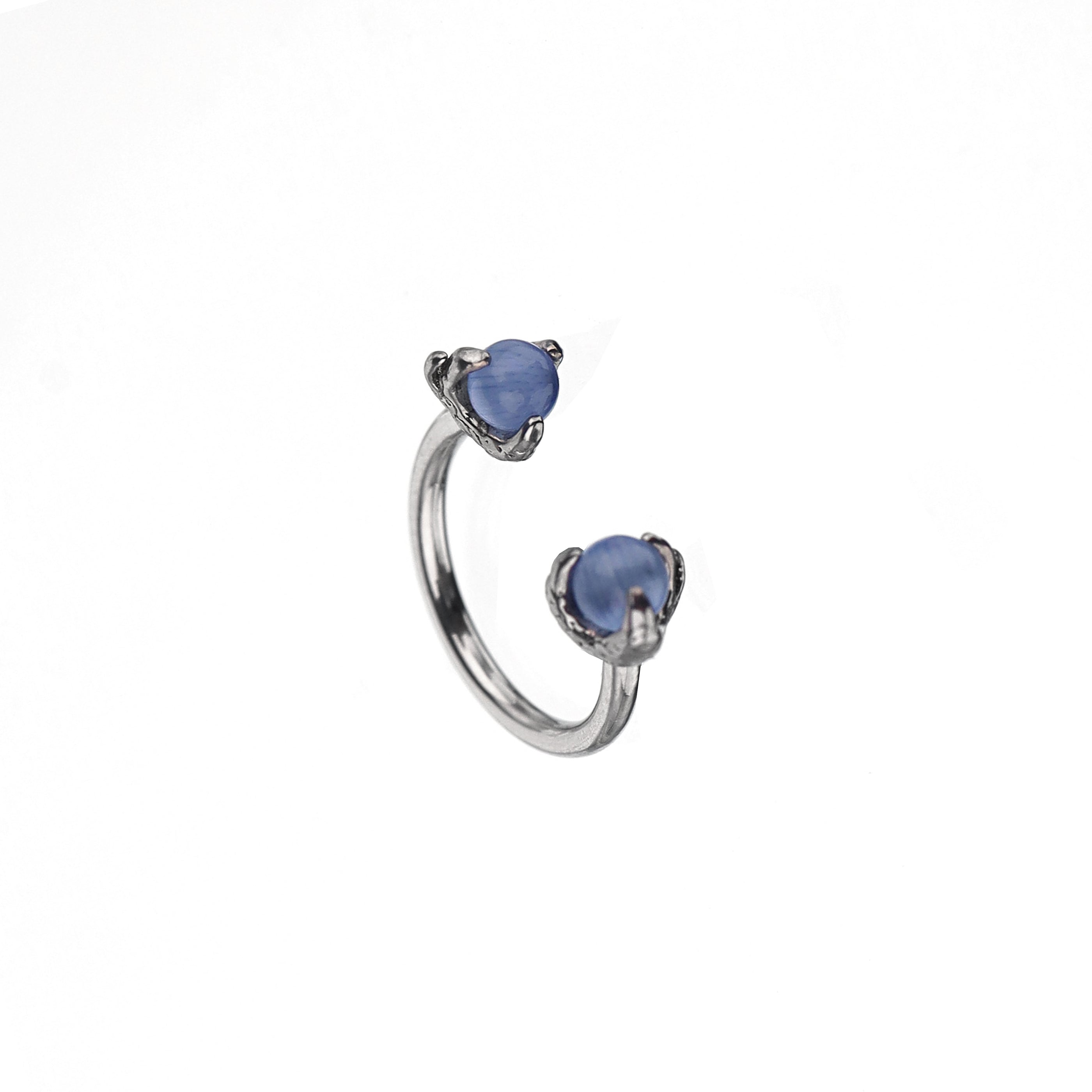 Colorful Dragon Claw CZ Stainless Steel Horseshoe Ring - Colorful Dragon Claw CZ Stainless Steel Horseshoe Ring - Indigo / 8mm by CRUXJEWELRY