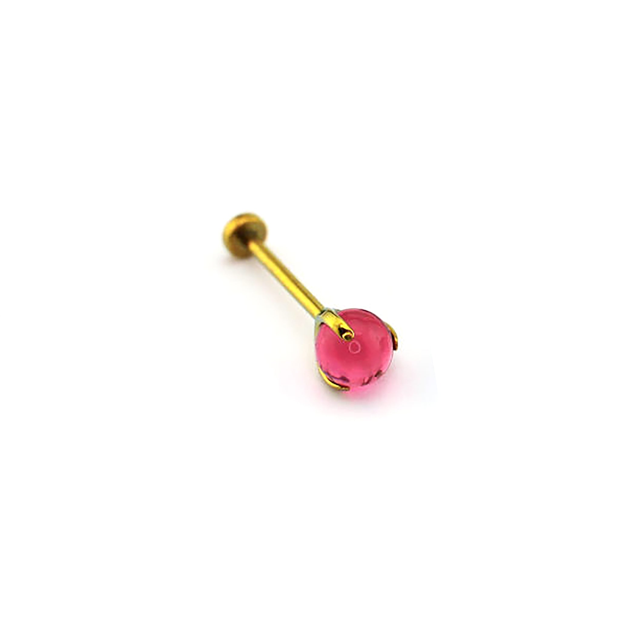 Prong-Set CZ Ball Threadless Titanium Nose Stud - Prong-Set CZ Ball Threadless Titanium Nose Stud - Red-Gold Gradient / 4mm / 6mm by CRUXJEWELRY