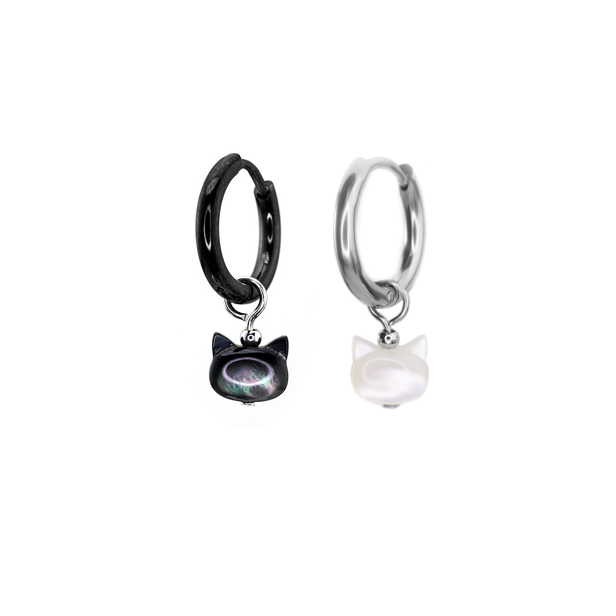 Paws & Purrs - PAIR OF Cute Cat Stainless Steel Earrings - Paws & Purrs - PAIR OF Cute Cat Stainless Steel Earrings - Set by CRUXJEWELRY