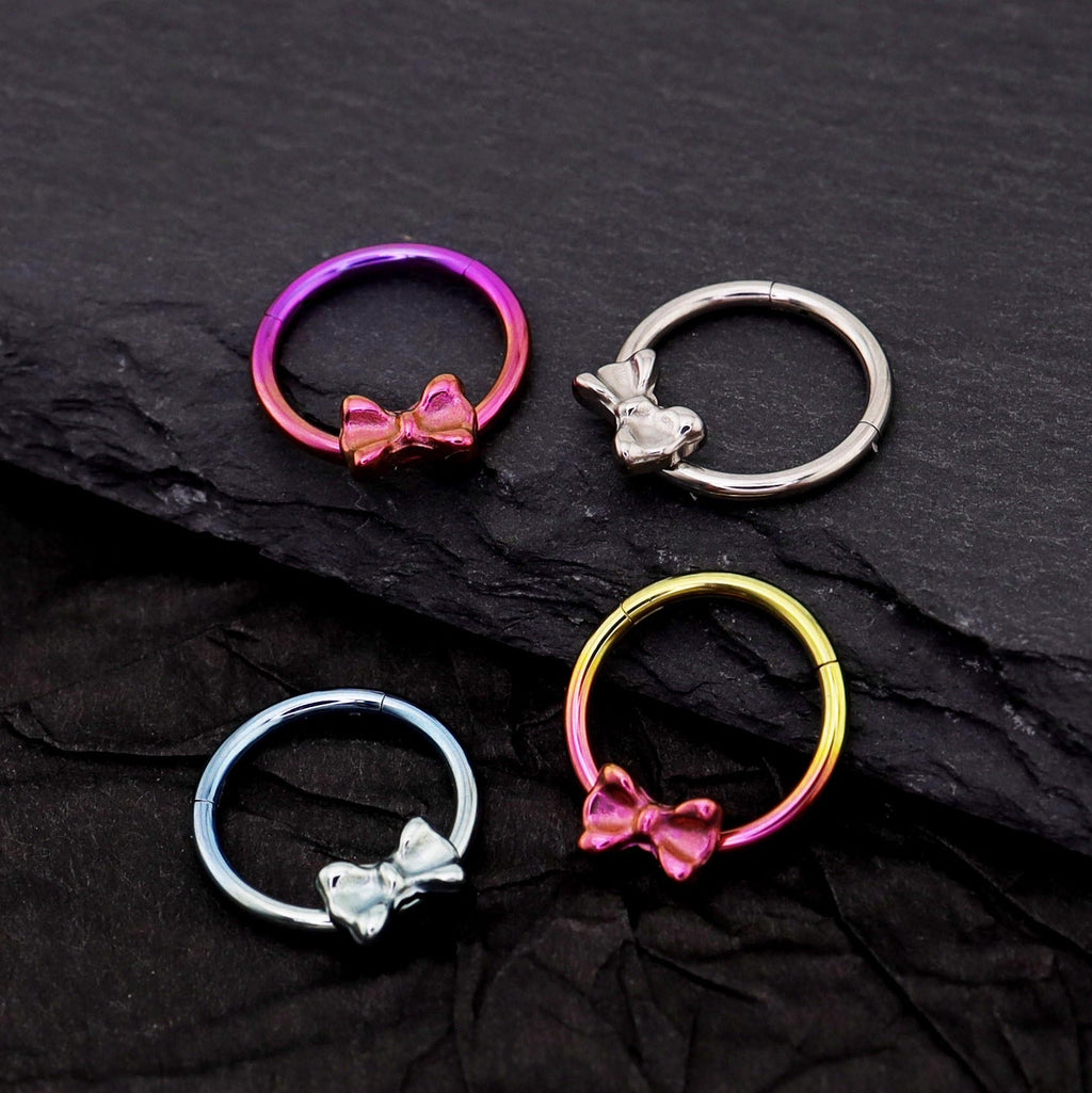 16G Bow Titanium Segment Hoop - 16G Bow Titanium Segment Hoop - Blue-White Gradient by CRUXJEWELRY