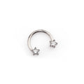 Star Shaped CZ Titanium Horseshoe Ring - Star Shaped CZ Titanium Horseshoe Ring - Sliver / 6mm by CRUXJEWELRY