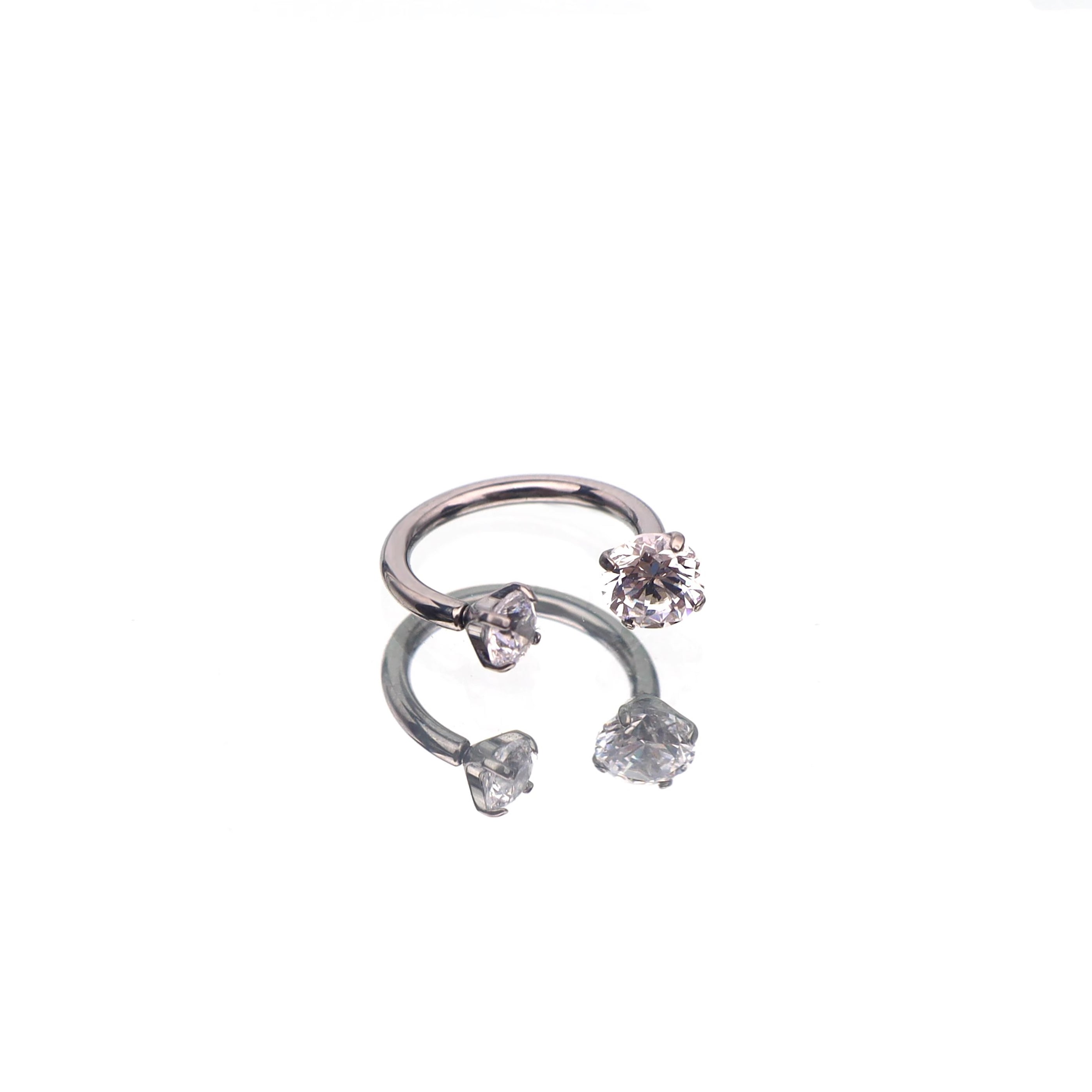 Vivid Internally Threaded CZ Titanium Horseshoe Ring - Vivid Internally Threaded CZ Titanium Horseshoe Ring - White / 3mm / 6mm by CRUXJEWELRY