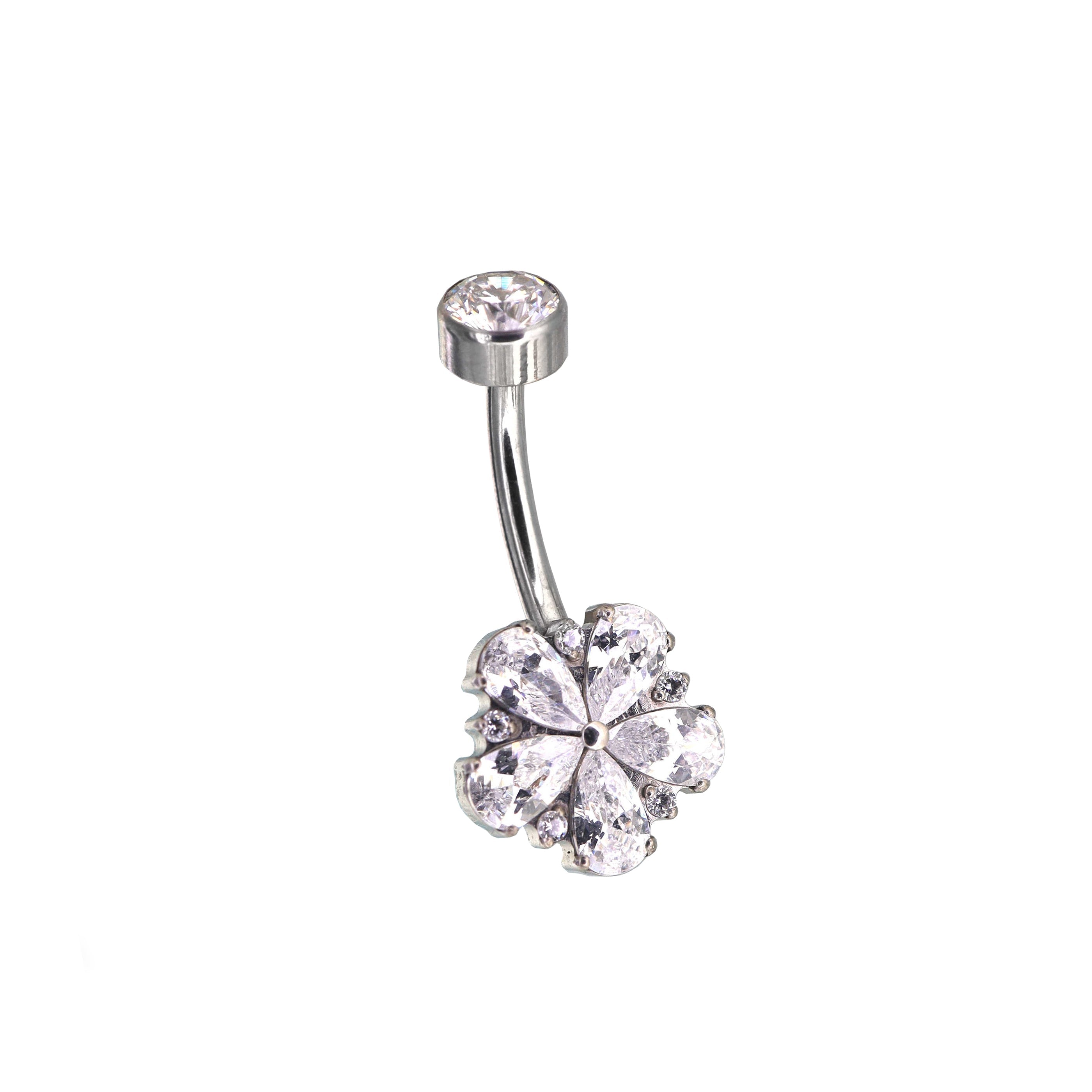 Cherry Blossom Titanium CZ Belly Ring - Cherry Blossom Titanium CZ Belly Ring - Default Title by CRUXJEWELRY