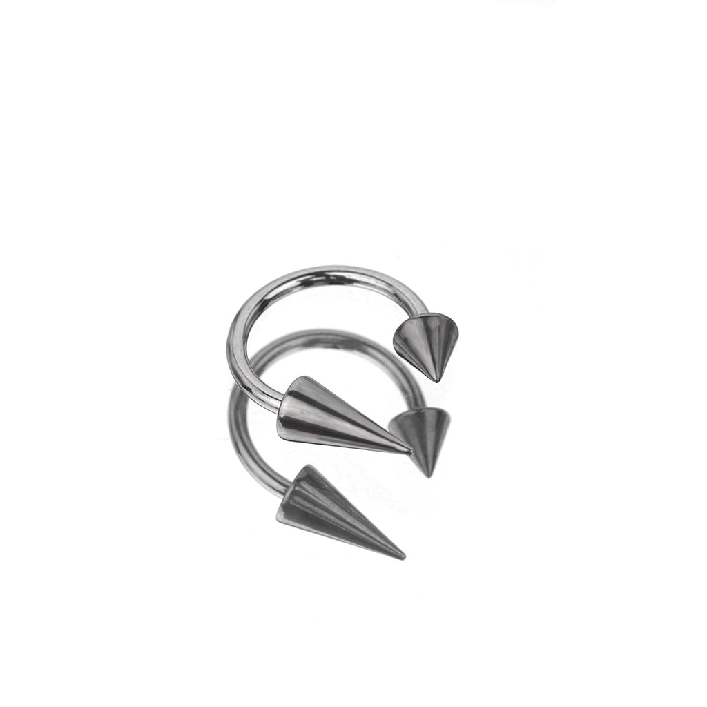 Spike and Ball Ends Horseshoe Lip Ring - Spike and Ball Ends Horseshoe Lip Ring - Spike & Spike / 8mm by CRUXJEWELRY