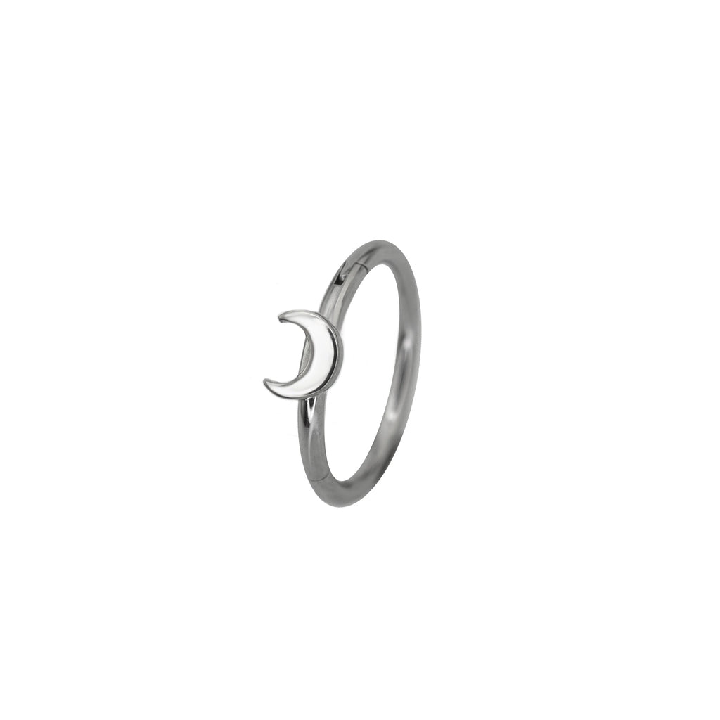 Little Moon Stainless Steel Segment Hoop - Little Moon Stainless Steel Segment Hoop - 8mm by CRUXJEWELRY