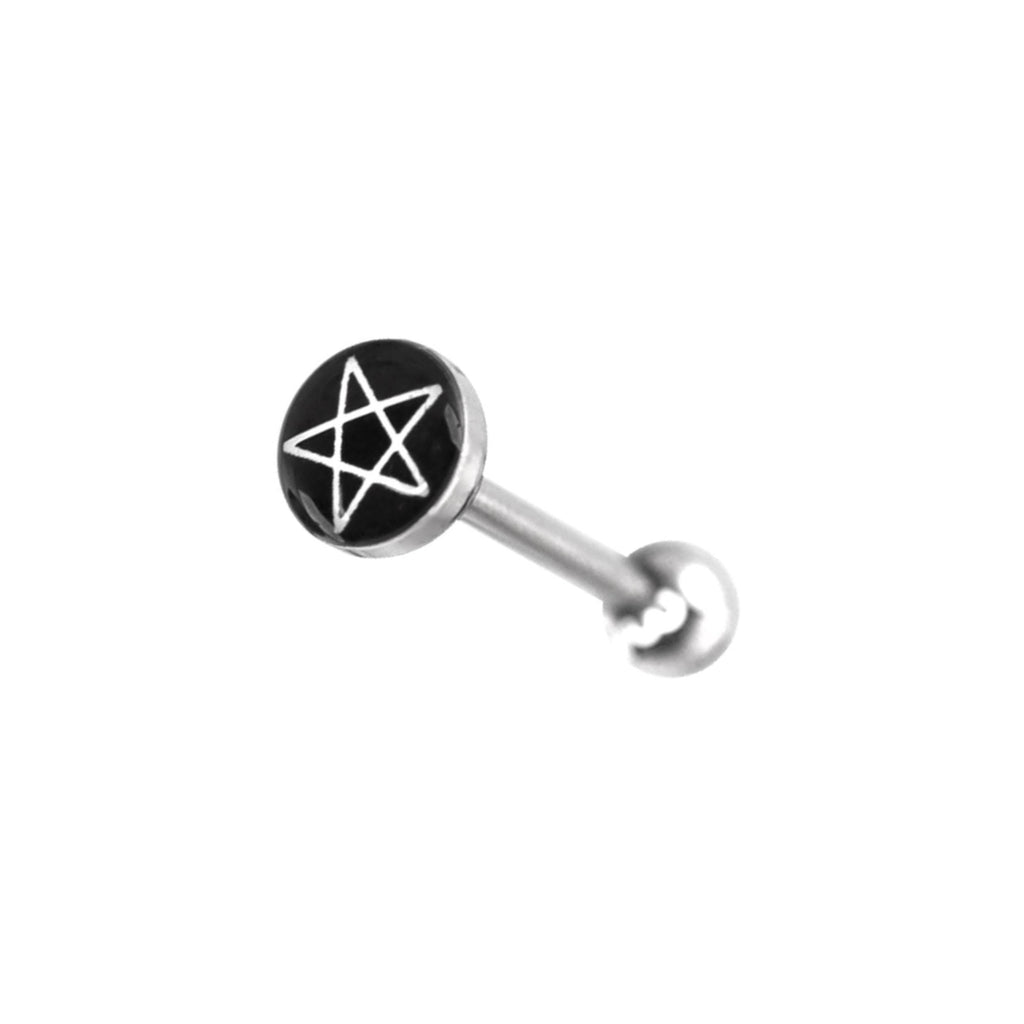Resin Oil Slick Star tongue stud - Resin Oil Slick Star tongue stud - 1.2mm/16G / 10mm by CRUXJEWELRY