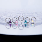 Triangle CZ stainless steel Segment Hoop - Triangle CZ stainless steel Segment Hoop - Pink / 8 mm by CRUXJEWELRY