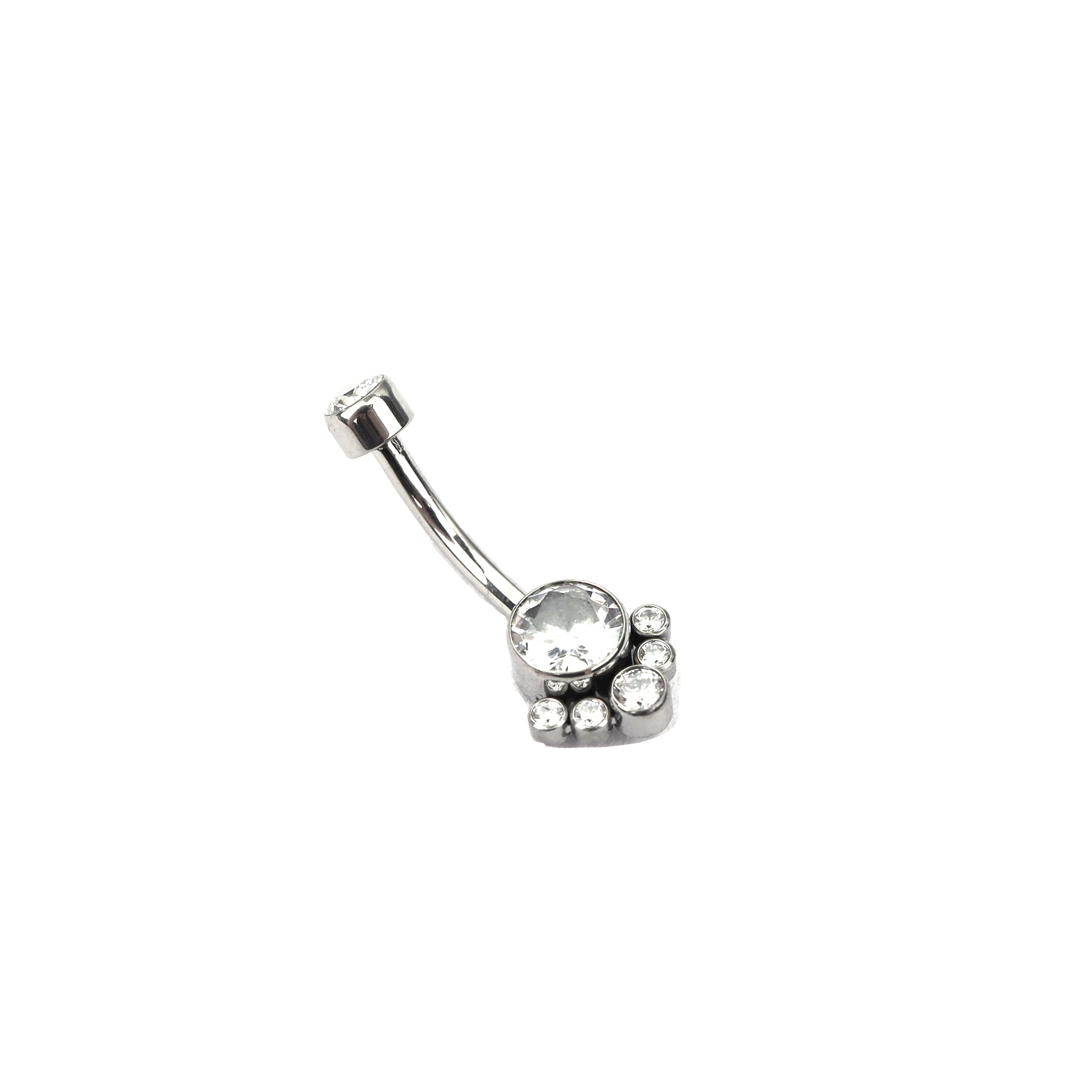 Rainbow CZ Cat Paw Titanium Navel Ring - Rainbow CZ Cat Paw Titanium Navel Ring - White by CRUXJEWELRY