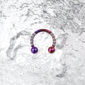 16G CZ Titanium Horseshoe Ring - 16G CZ Titanium Horseshoe Ring - Purple-Pink Gradient / 8 mm by CRUXJEWELRY