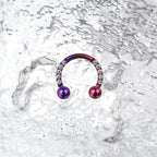 16G CZ Titanium Horseshoe Ring - 16G CZ Titanium Horseshoe Ring - Purple-Pink Gradient / 8 mm by CRUXJEWELRY