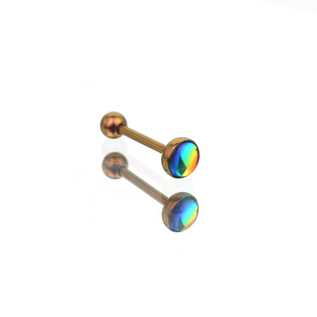 Dreamy Oil Resin Titanium Tongue Stud - Dreamy Oil Resin Titanium Tongue Stud - brown / 10mm by CRUXJEWELRY