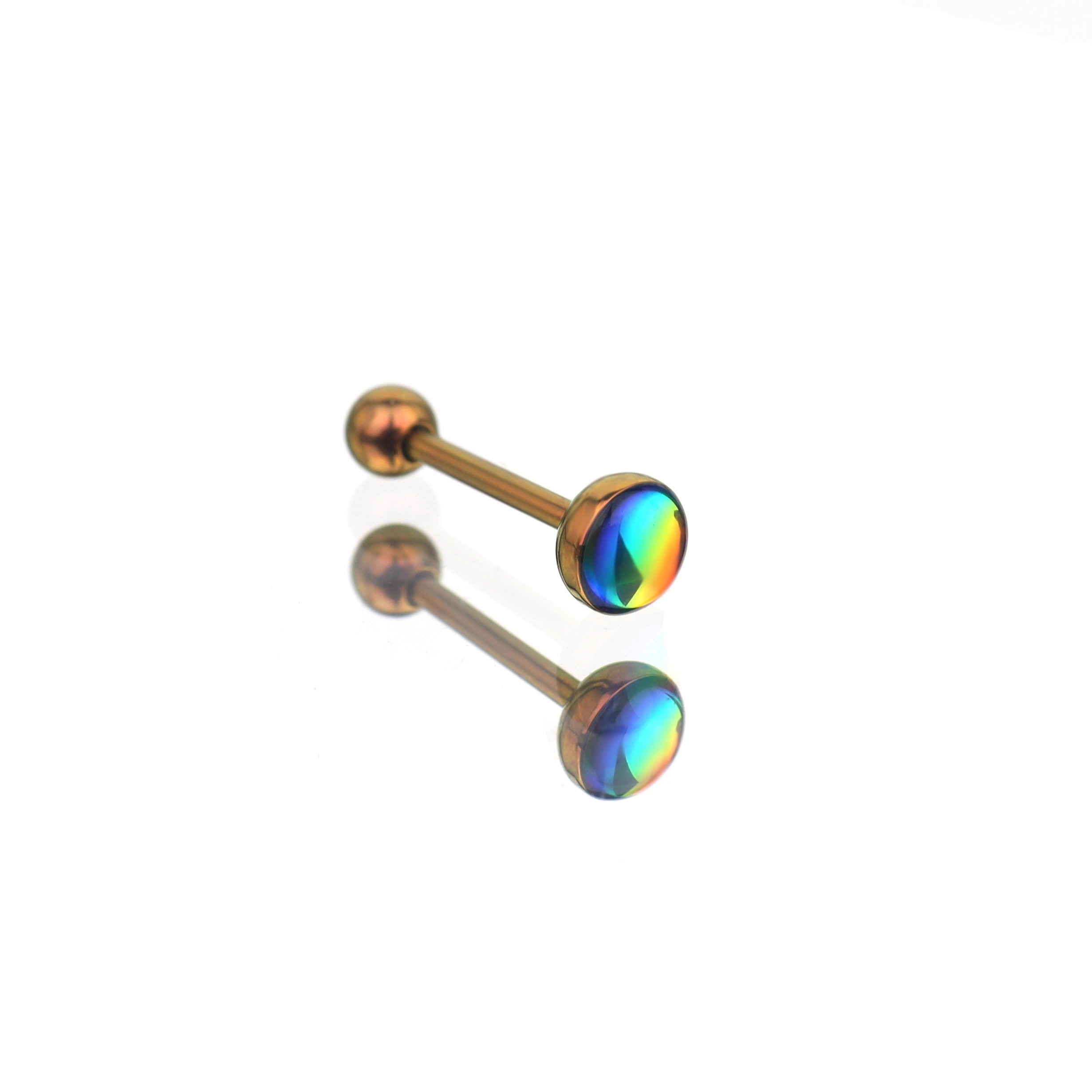 Dreamy Oil Resin Titanium Tongue Stud - Dreamy Oil Resin Titanium Tongue Stud - brown / 10mm by CRUXJEWELRY