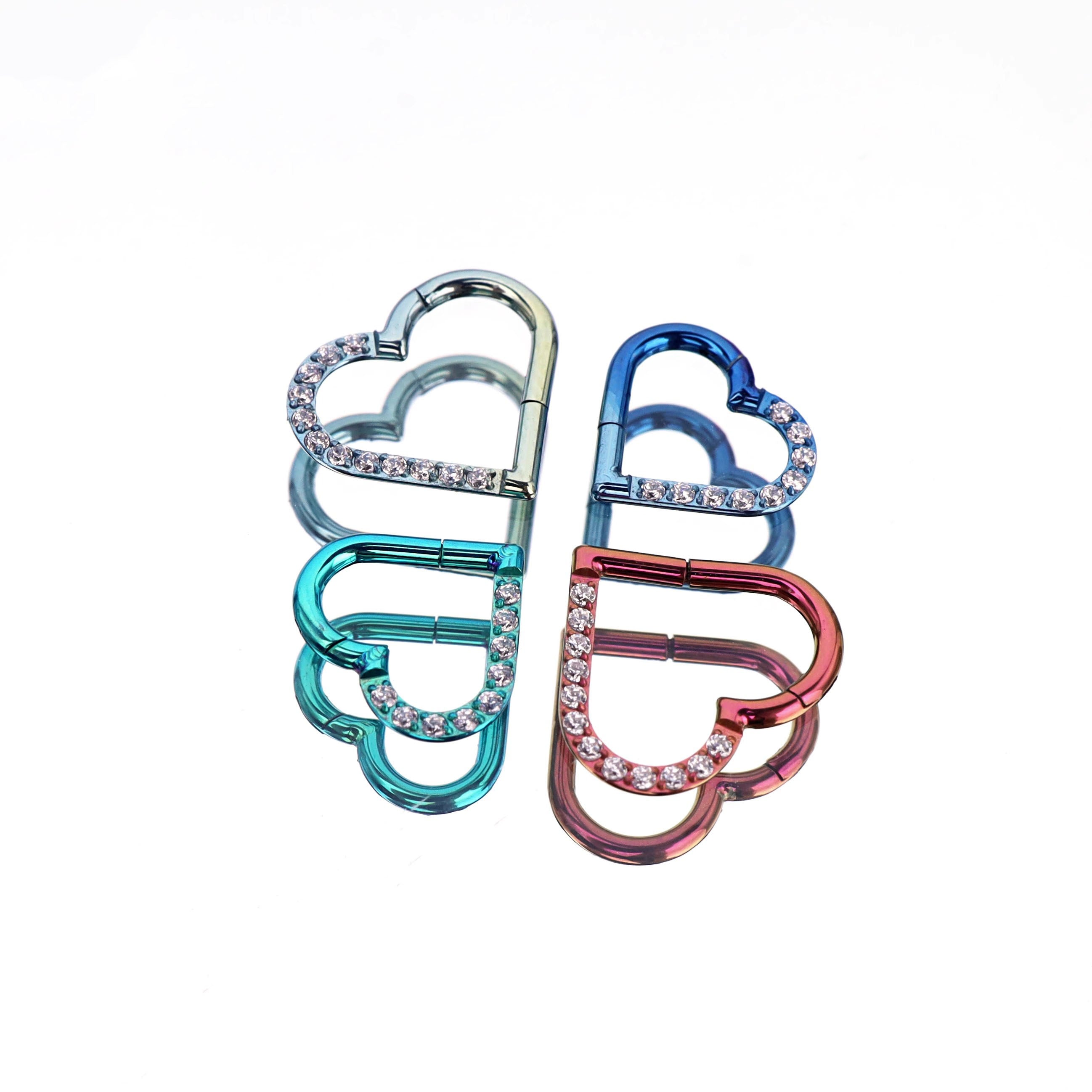 16G heart-shaped hoop CZ Titanium Segment Hoop - 16G heart-shaped hoop CZ Titanium Segment Hoop - White-Yellow Gradient / 8 mm by CRUXJEWELRY