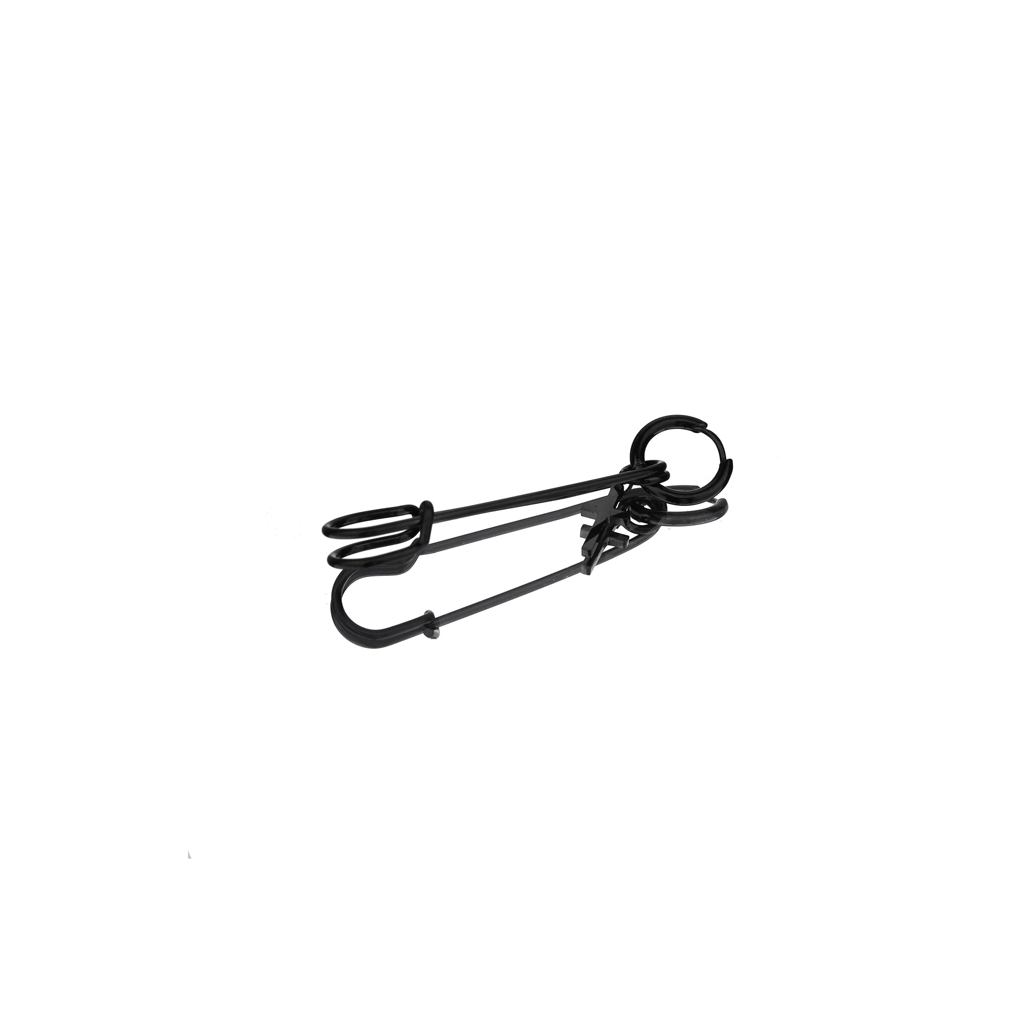 Safety Pin Cross Pendant Stainless Steel Earrings - Safety Pin Cross Pendant Stainless Steel Earrings - Single by CRUXJEWELRY