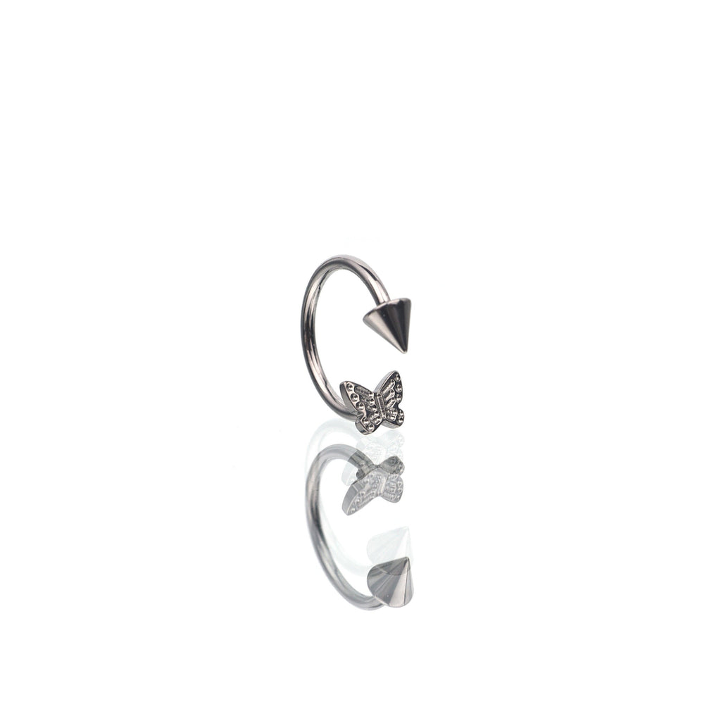 Butterfly Tapered Titanium Horseshoe Ring - Butterfly Tapered Titanium Horseshoe Ring - 8 mm by CRUXJEWELRY