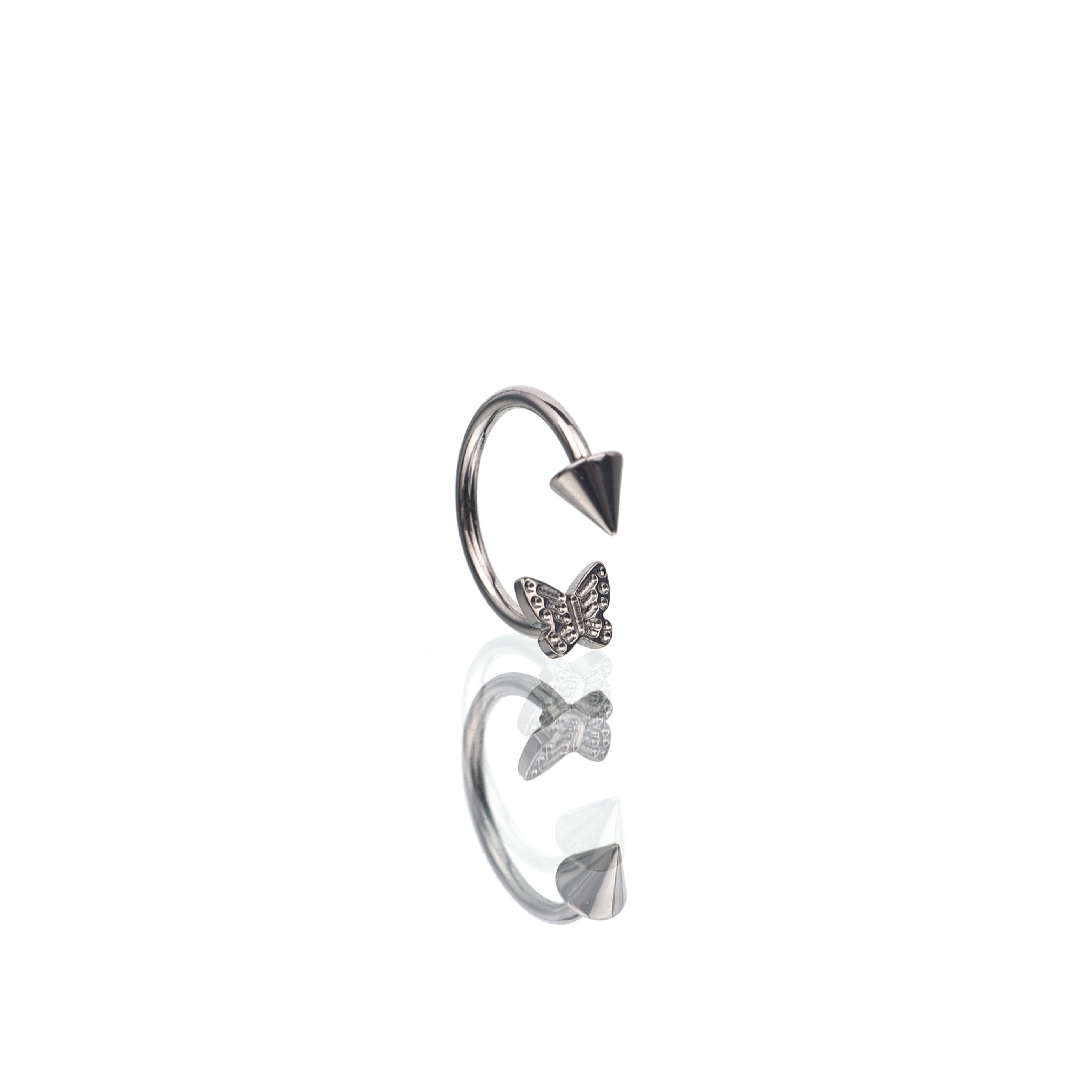Butterfly Tapered Titanium Horseshoe Ring - Butterfly Tapered Titanium Horseshoe Ring - 8 mm by CRUXJEWELRY