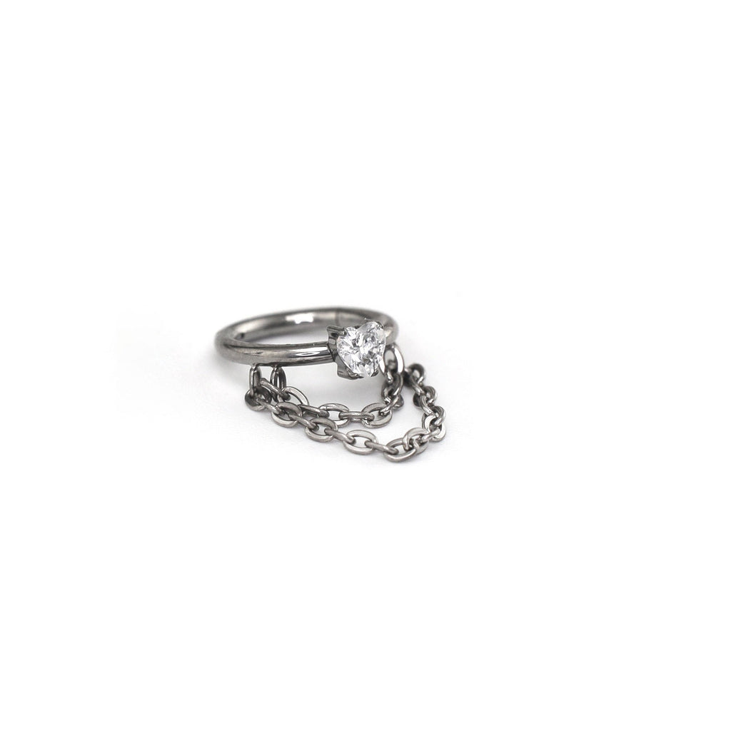 Heart-shaped CZ Chains Segment Hoop - Heart-shaped CZ Chains Segment Hoop - Default Title by CRUXJEWELRY