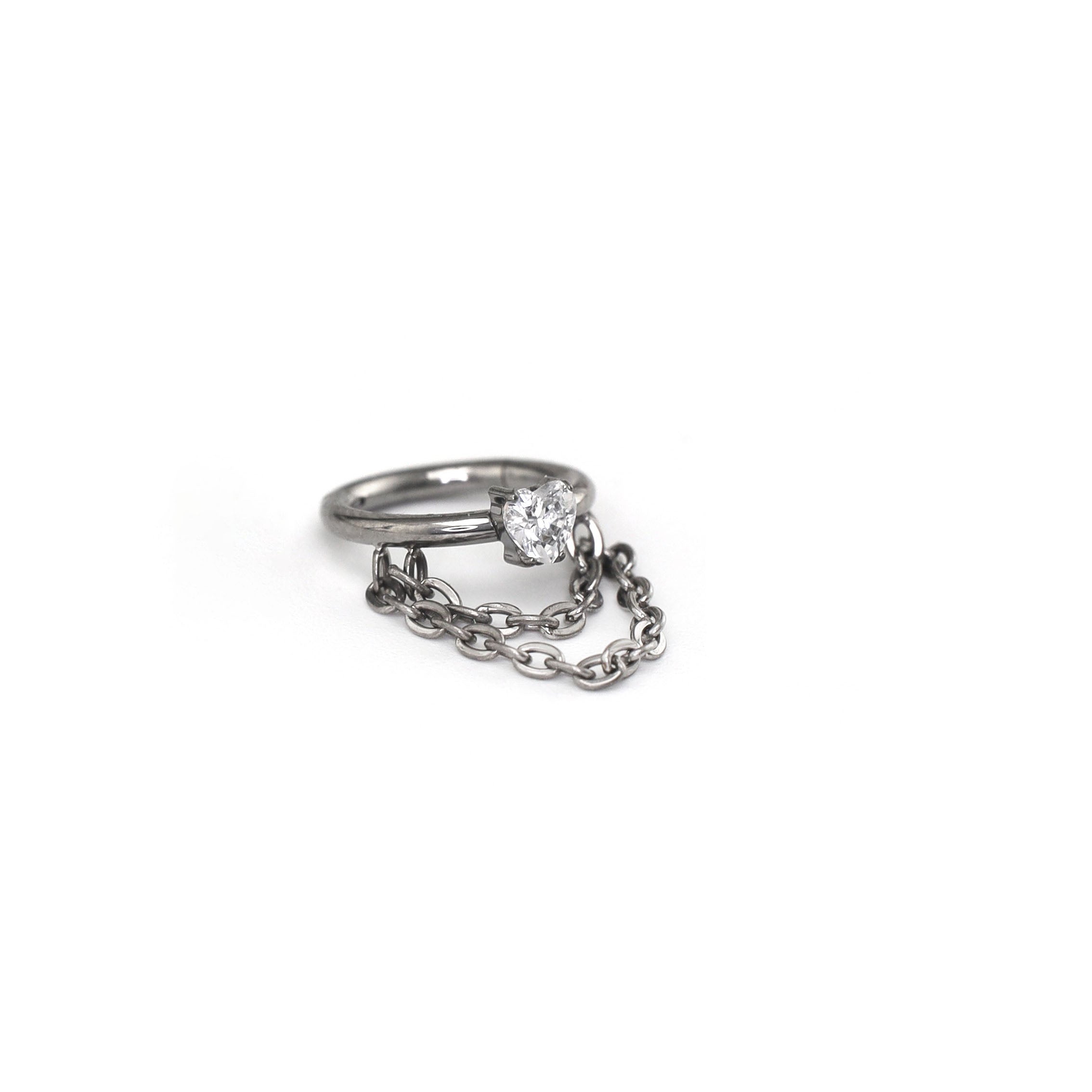 Heart-shaped CZ Chains Segment Hoop - Heart-shaped CZ Chains Segment Hoop - Default Title by CRUXJEWELRY