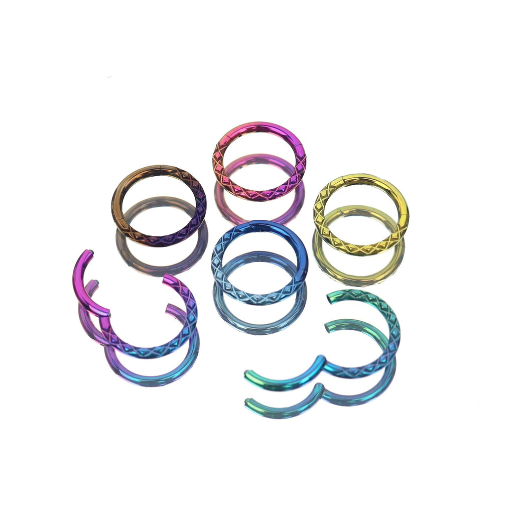 16G Snake Texture Titanium Segment Hoop - 16G Snake Texture Titanium Segment Hoop - Blue-White Gradient by CRUXJEWELRY