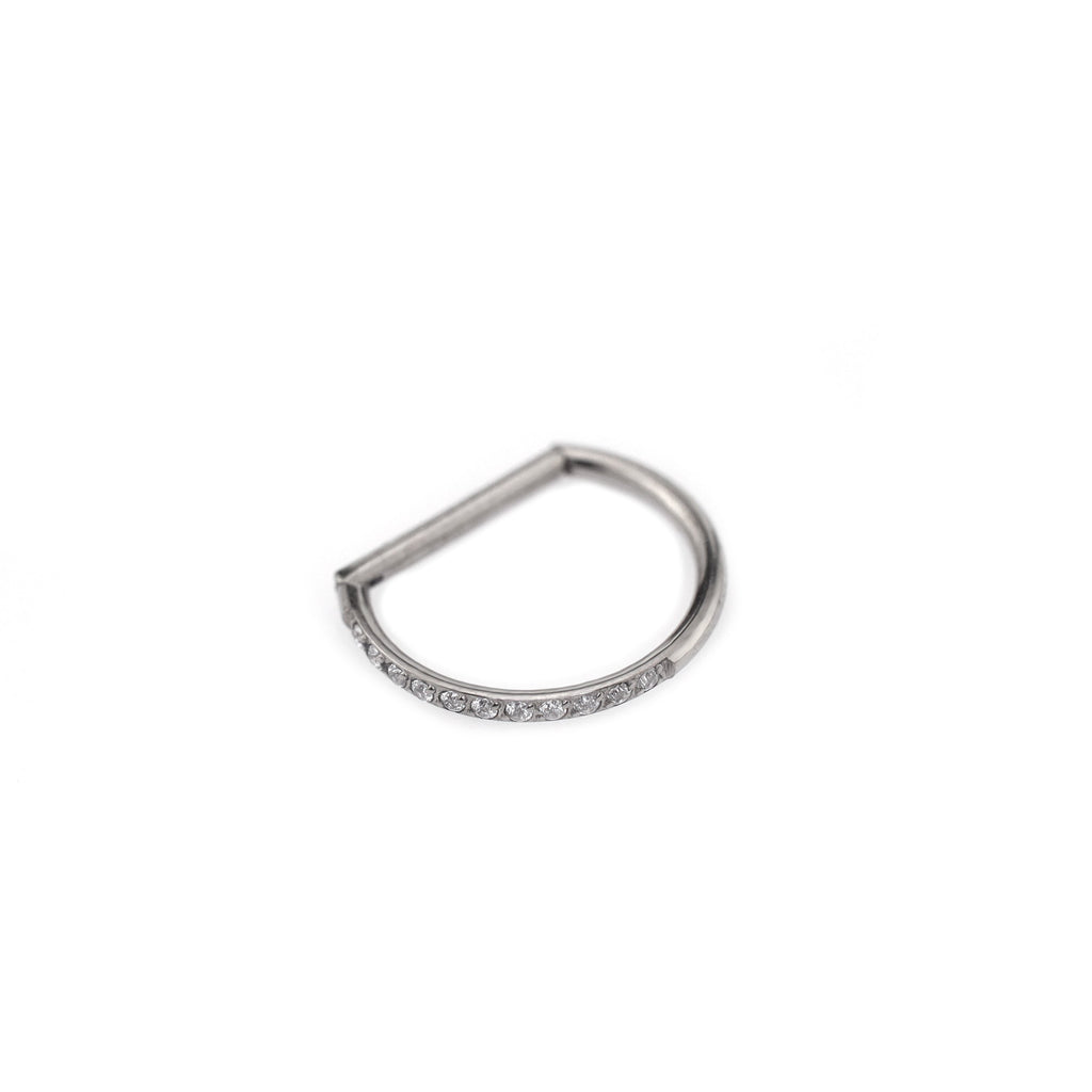 Multicolored CZ Ball Titanium D-Ring - Multicolored CZ Ball Titanium D-Ring - Sliver by CRUXJEWELRY