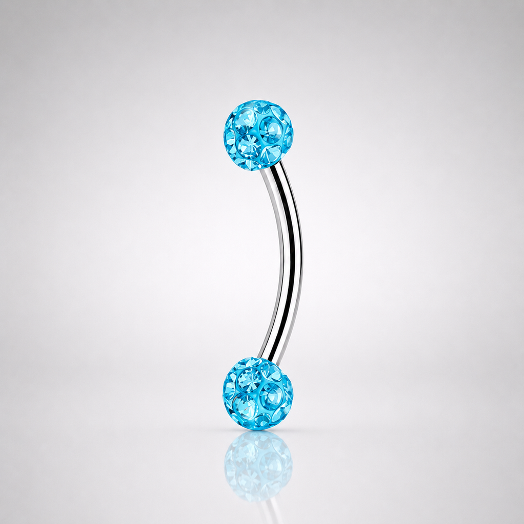 ASTM F136 Titanium Full CZ Curved Barbell | Eyebrow & Rook