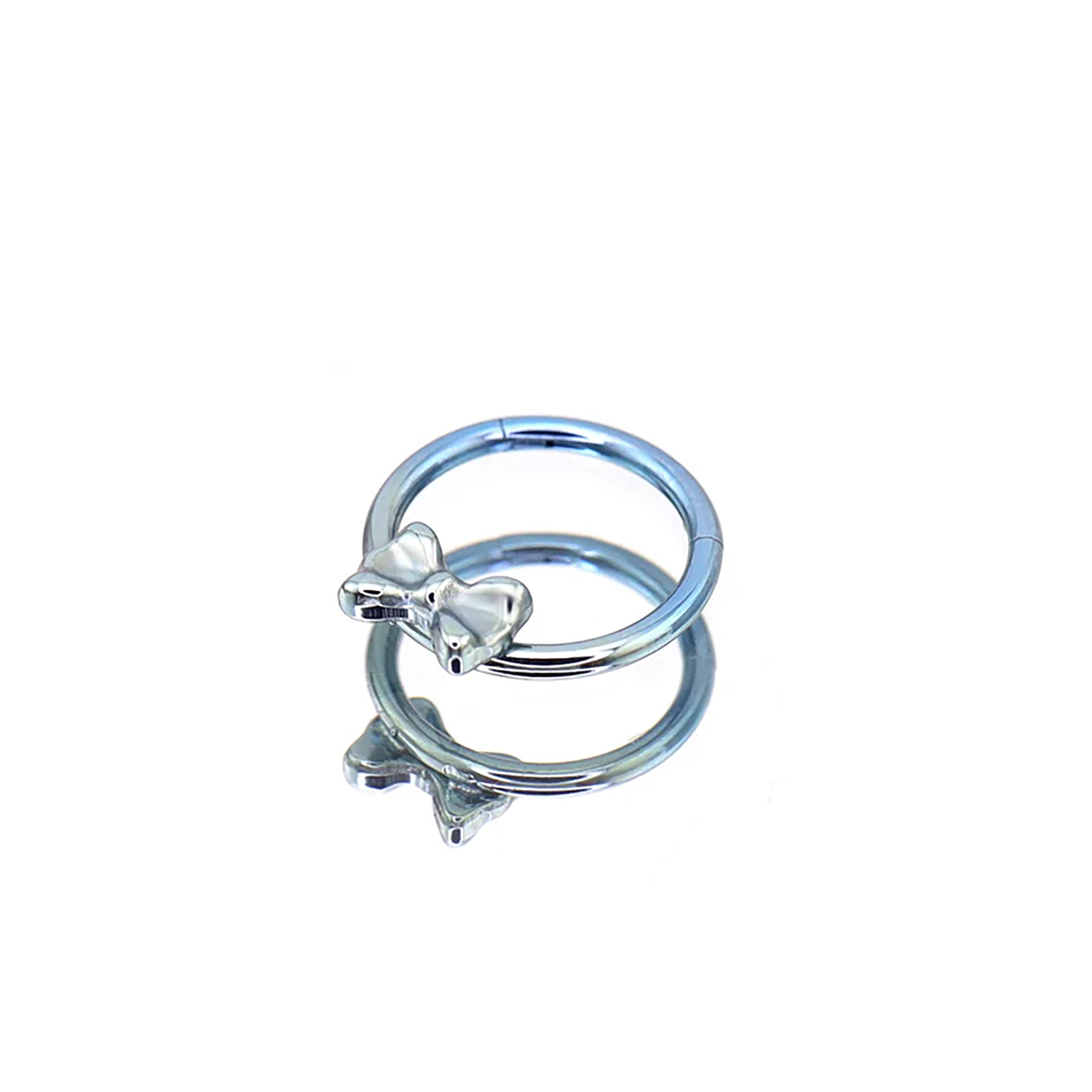 16G Bow Titanium Segment Hoop - 16G Bow Titanium Segment Hoop - Blue-White Gradient by CRUXJEWELRY