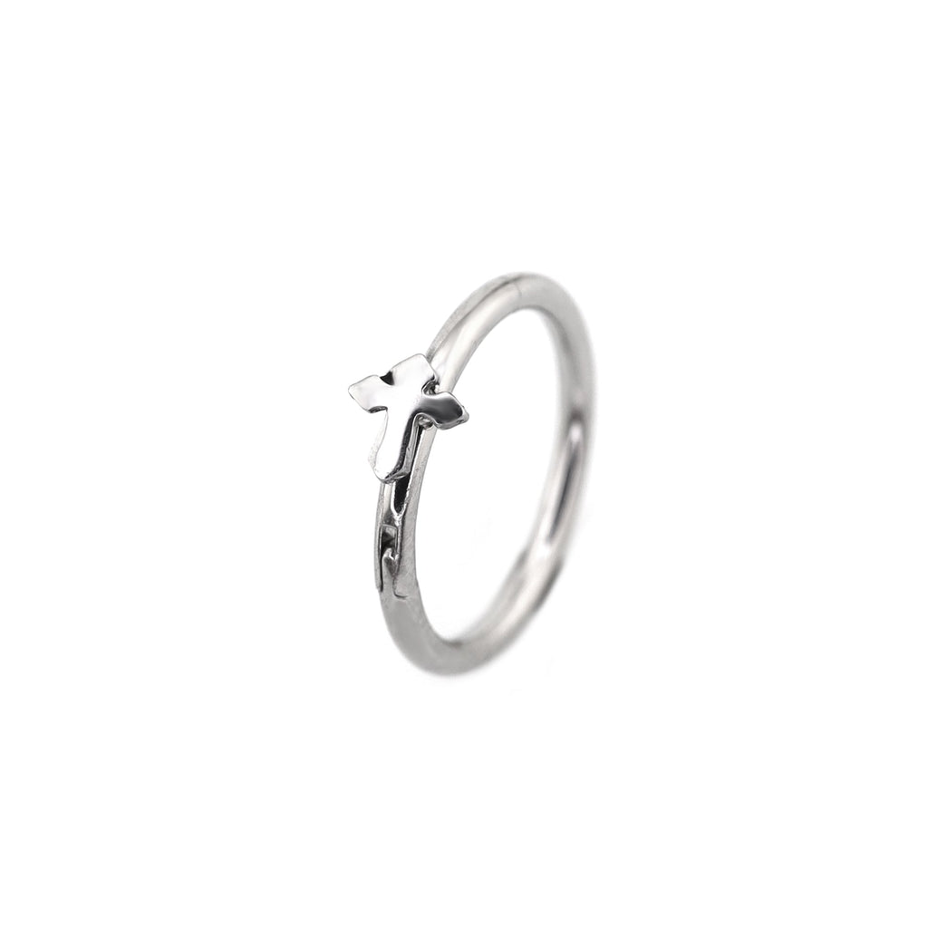 Gothic Cross Stainless Steel Segment Hoop - Gothic Cross Stainless Steel Segment Hoop - 8 mm by CRUXJEWELRY