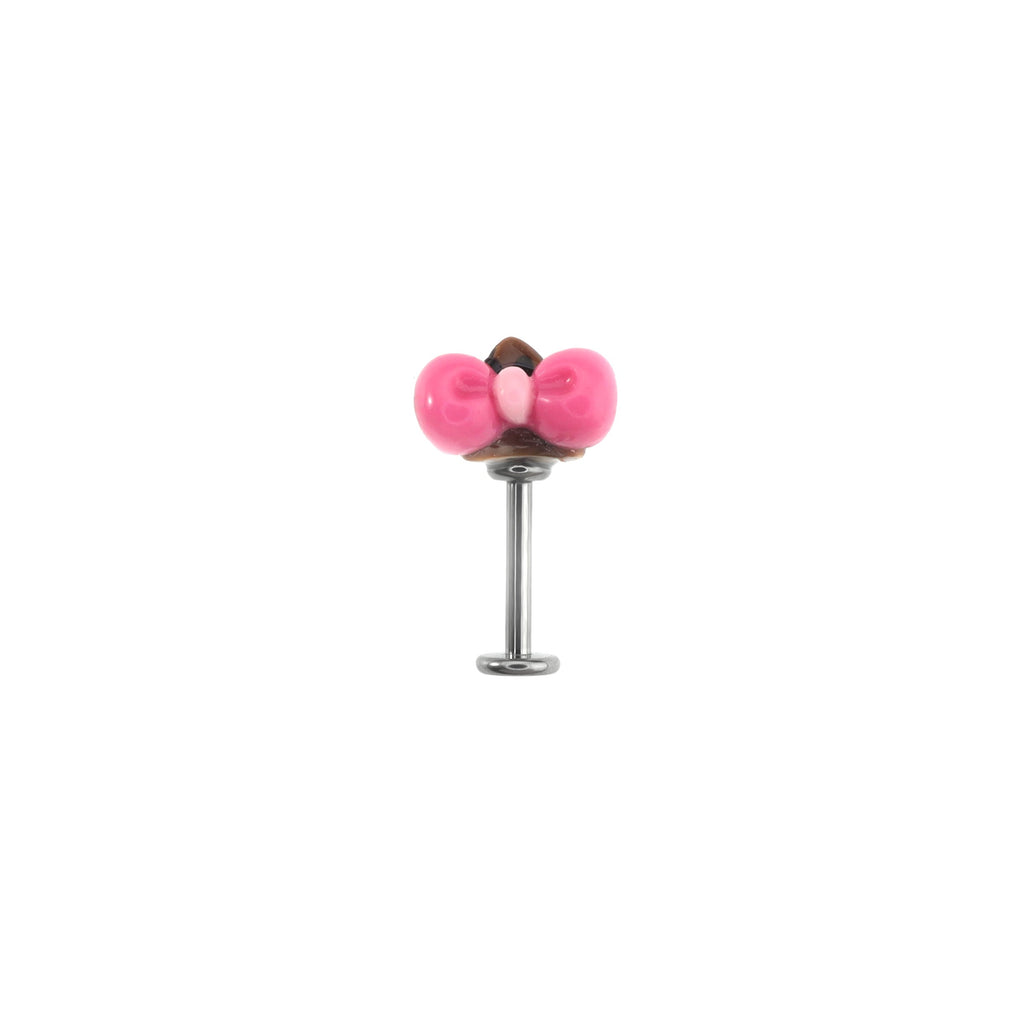 Kitty Bow Leopard Print Titanium Helix Earrings - Kitty Bow Leopard Print Titanium Helix Earrings - Pink Kitty / 6mm by CRUXJEWELRY