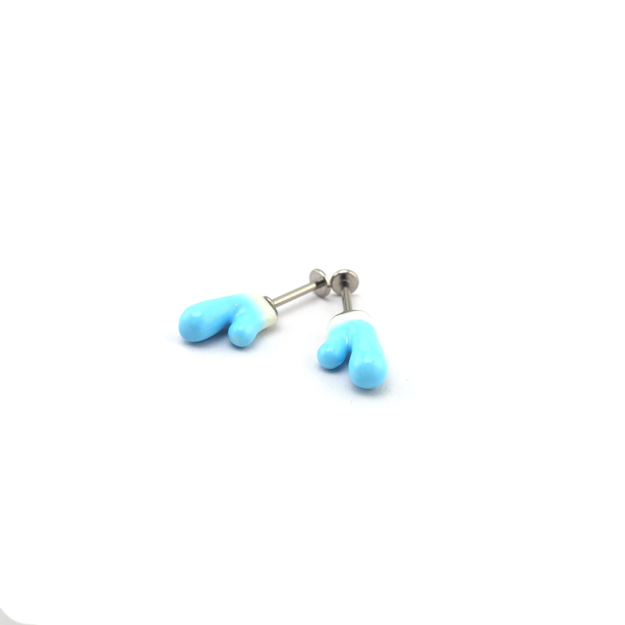 Paws & Purrs - Titanium Alloy Blue Resin Deer Antler Helix Stud - Paws & Purrs - Titanium Alloy Blue Resin Deer Antler Helix Stud - Bowkont / 6mm by CRUXJEWELRY