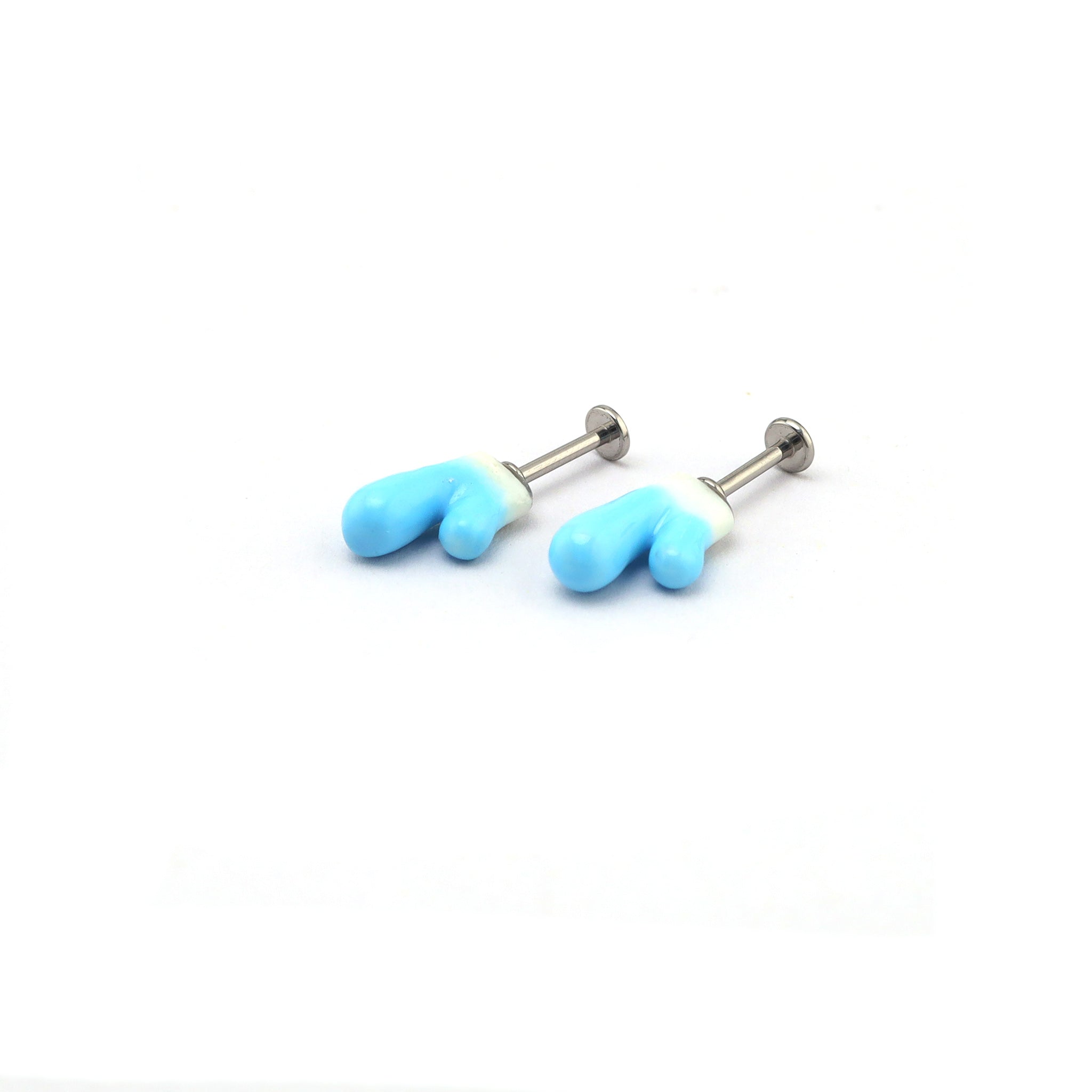 Paws & Purrs - Titanium Alloy Blue Resin Deer Antler Helix Stud - Paws & Purrs - Titanium Alloy Blue Resin Deer Antler Helix Stud - Set / 6mm by CRUXJEWELRY