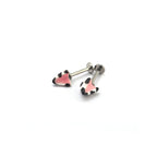 Paws & Purrs - Titanium Alloy Black & White Leopard Print Cat Ear Stud - Paws & Purrs - Titanium Alloy Black & White Leopard Print Cat Ear Stud - Bowkont / 6mm by CRUXJEWELRY